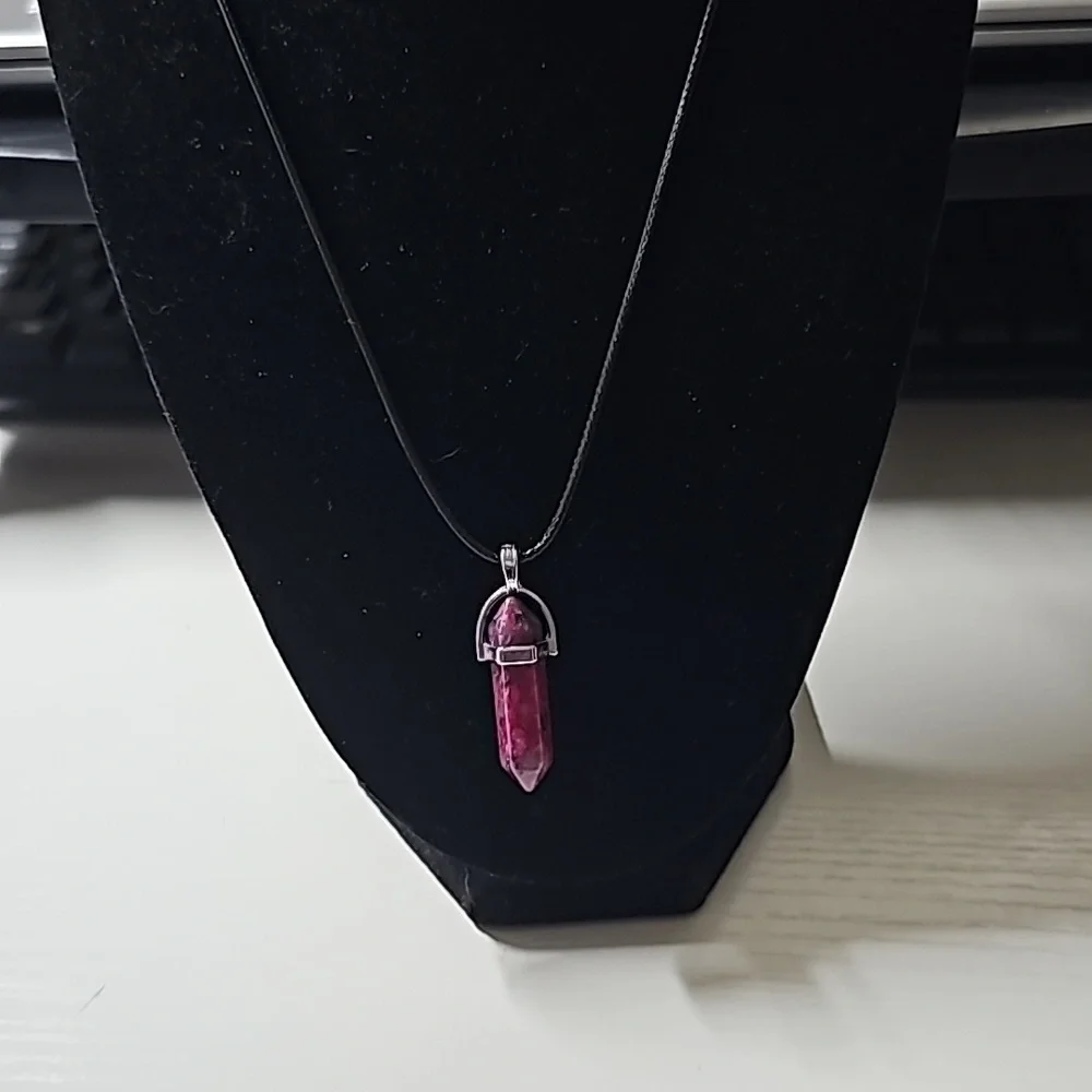 Dark Fuchsia - Bullet Gemstone Necklace - Picture 3 of 5